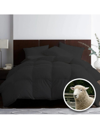 PILOTĂ MATLASATĂ LÂNĂ DAMASC 100% NATURAL - DE IARNĂ - NEGRU