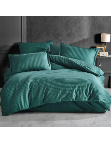 Lenjerie de pat Damasc Bumbac 100% - VERDE PETROL O persoană – RALEX
