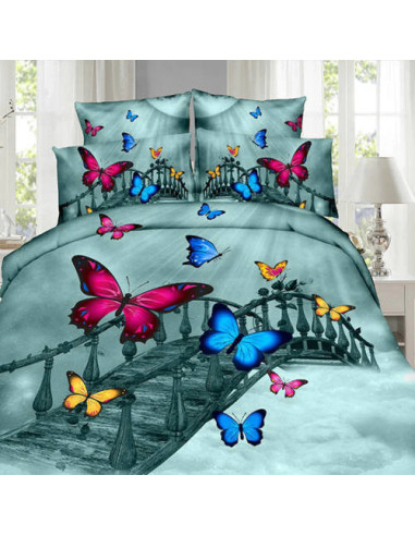 Lenjerie de pat digital print 3D (BUTTERFLY ON THE BRIDGE)