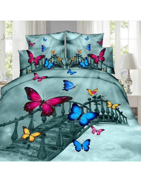 Lenjerie de pat digital print 3D (BUTTERFLY ON THE BRIDGE)