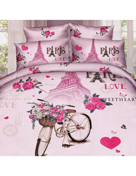 Lenjerie de pat digital print 3D (PARIS LOVE)