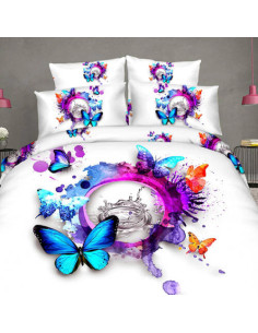 Lenjerie de pat digital print 3D (RAINBOW BUTTERFLY)