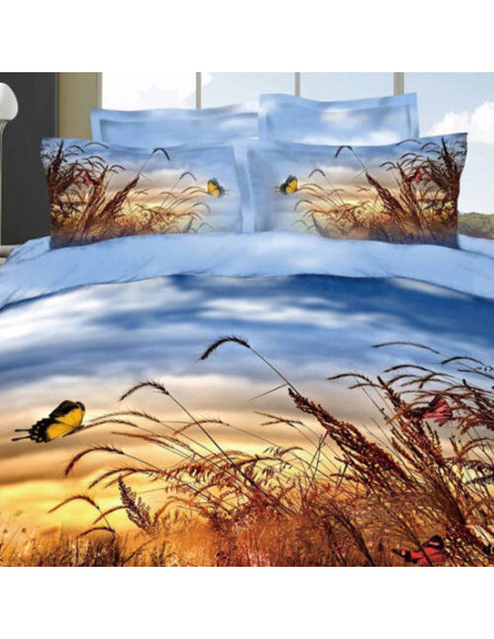 Lenjerie de pat digital print 3D (WHEAT SPICE)